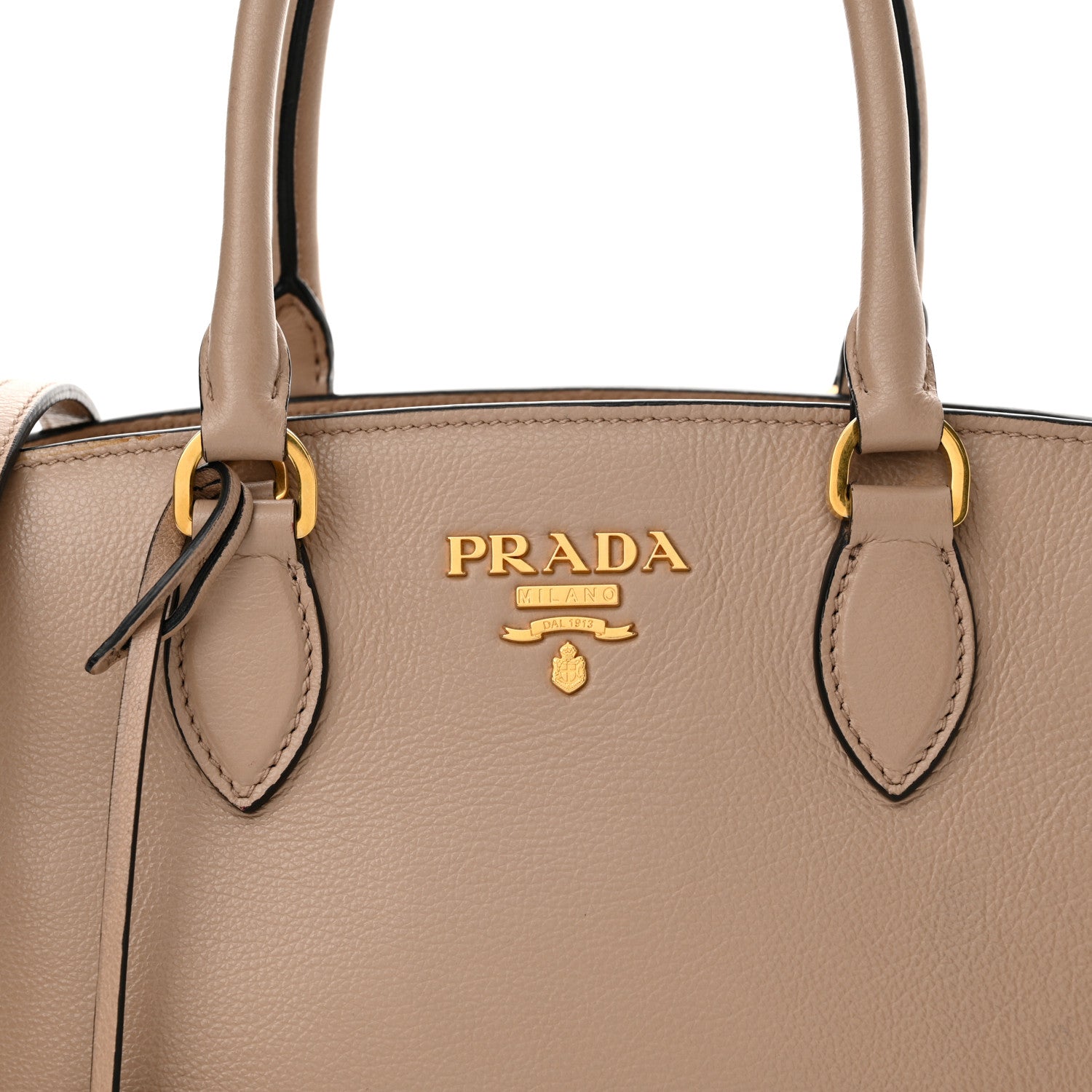 Prada Saffiano Soft Calfskin Double Handle Satchel Cammeo 7 of 12