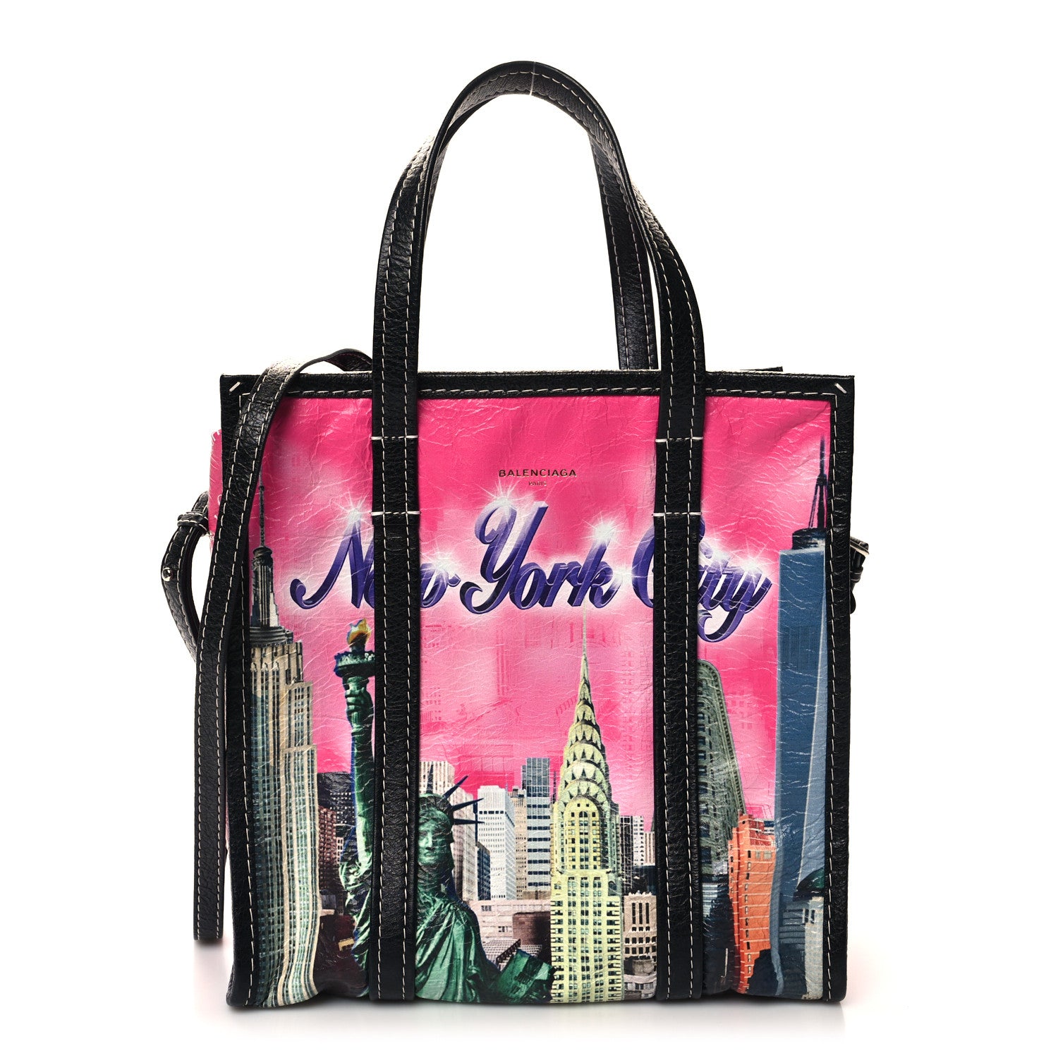 Balenciaga Agneau Arena NYC S Bazar Shopper Tote Rose Black Gris Rouge 1 of 11