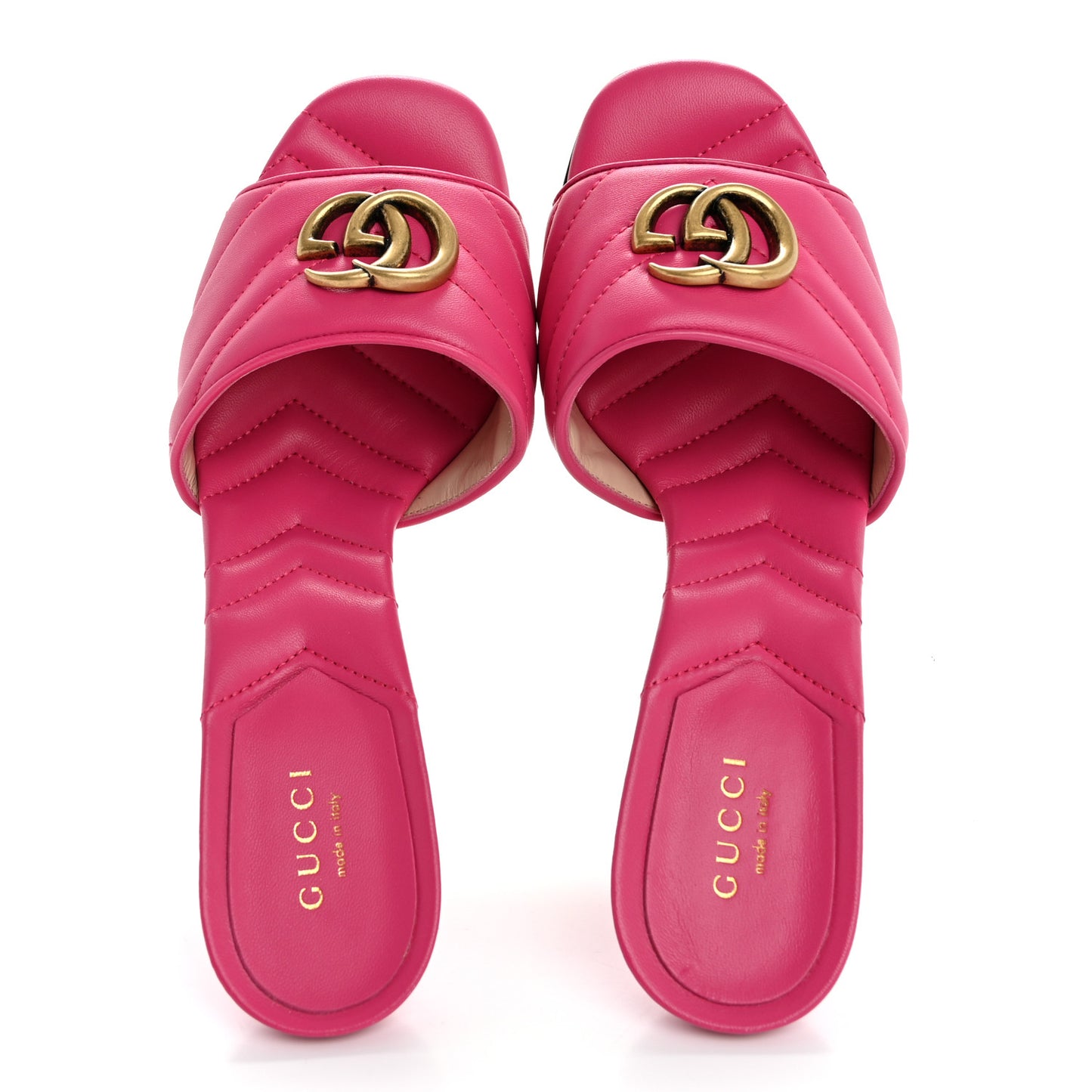 Nappa Matelasse GG Marmont 75mm Slide Sandals 38 Box Pink
