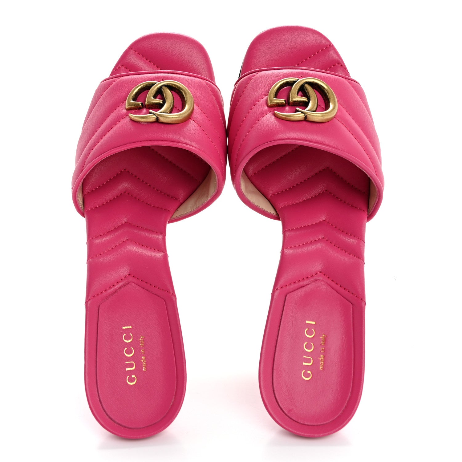 Gucci Nappa Matelasse GG Marmont 75mm Slide Sandals 38 Box Pink 2 of 12