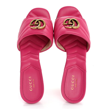 Gucci Nappa Matelasse GG Marmont 75mm Slide Sandals 38 Box Pink 2 of 12