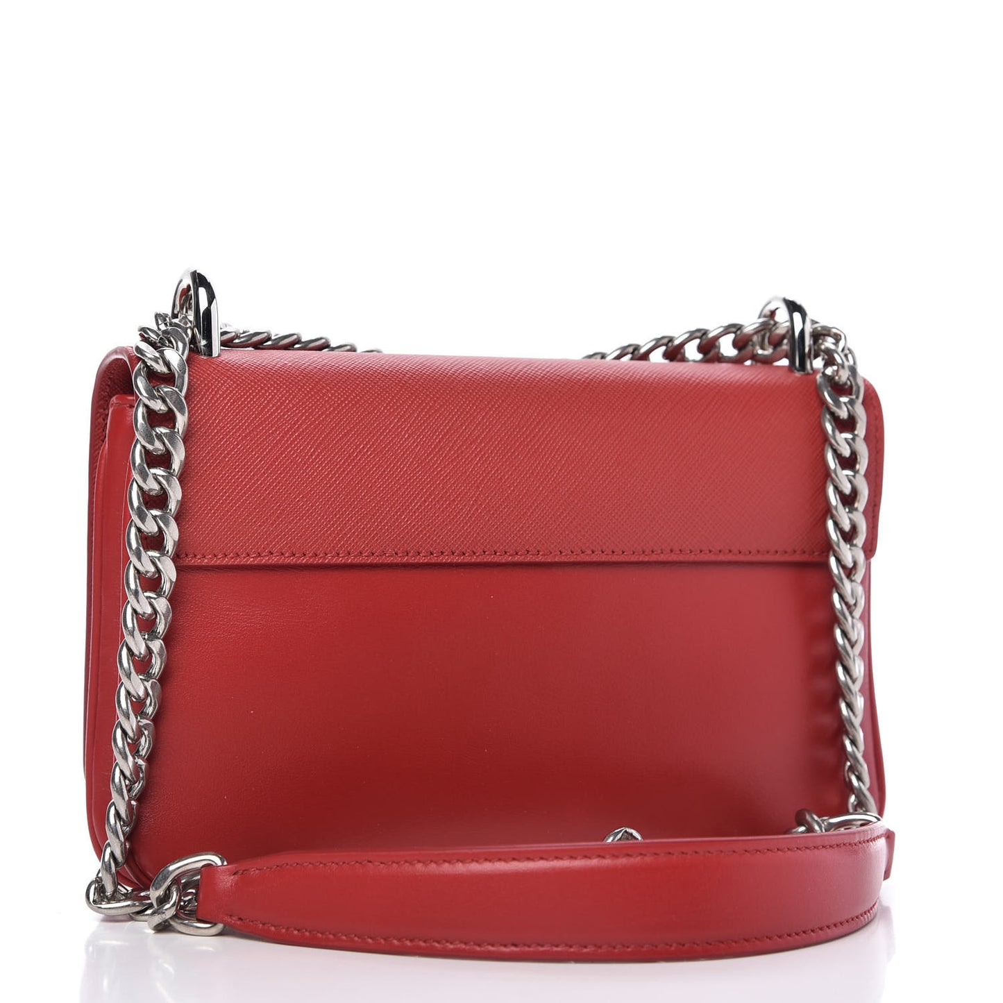 Saffiano Soft Calfskin Chain Crossbody Bag Fuoco