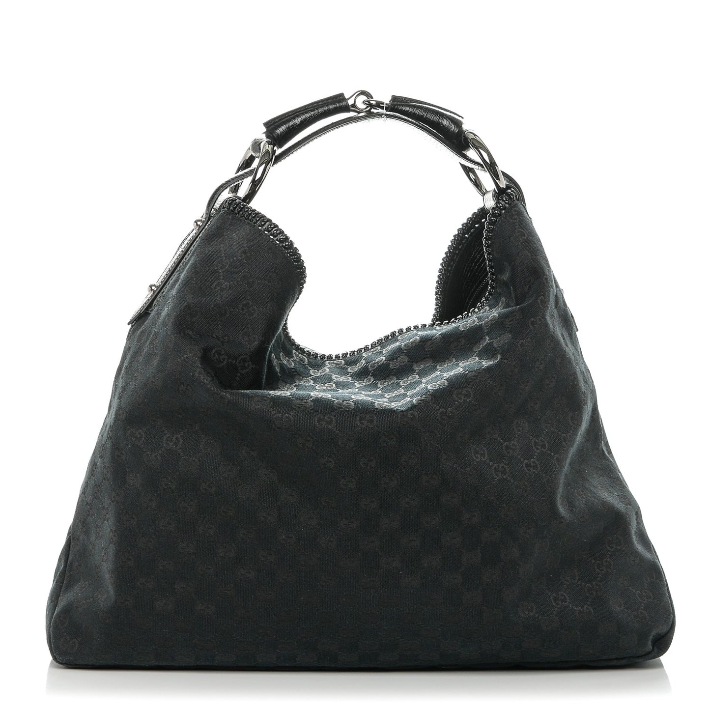 Monogram Large Horsebit Chain Hobo Black