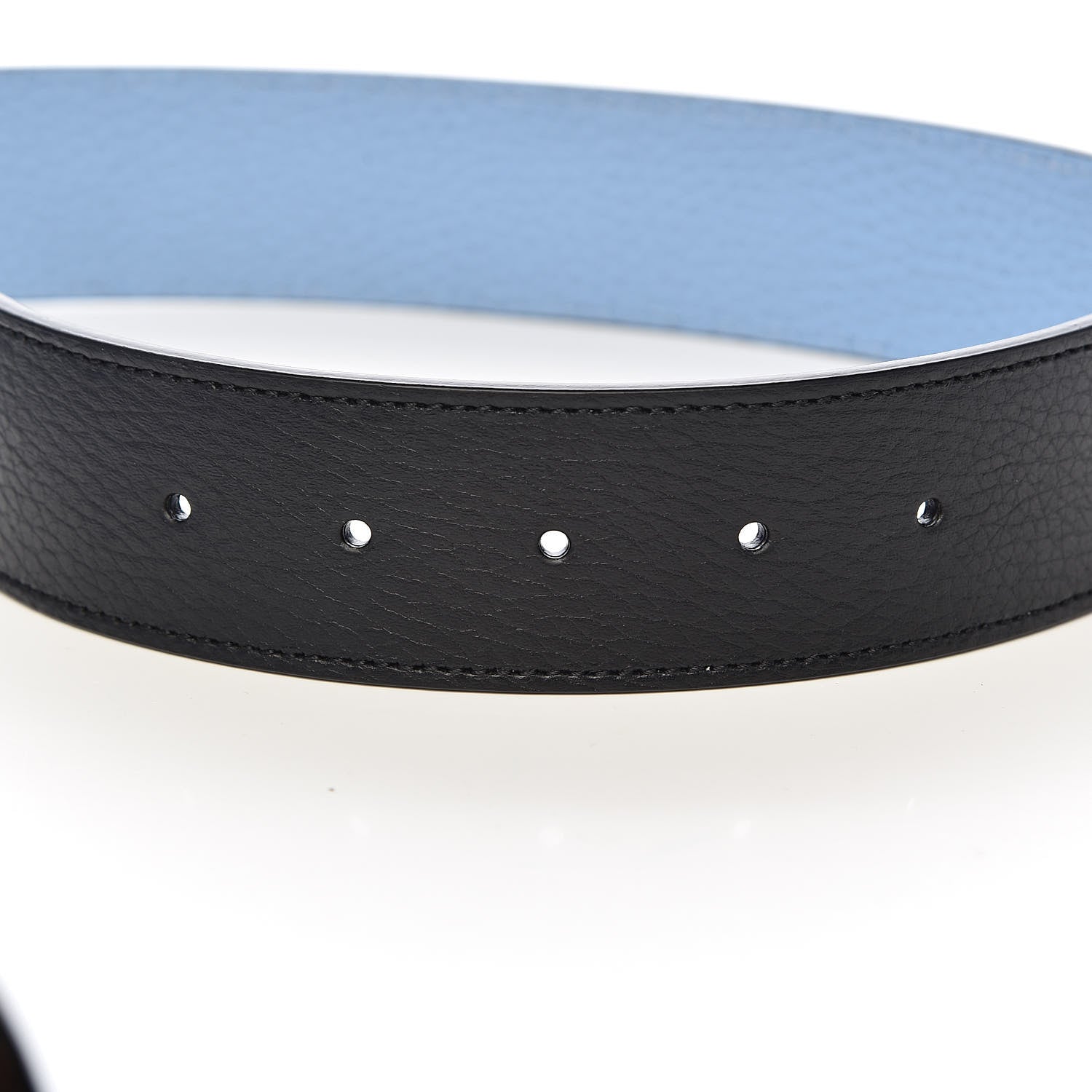 Gucci Dollar Calfskin 1973 Reversible Belt 85 34 Black Mineral Blue 5 of 7