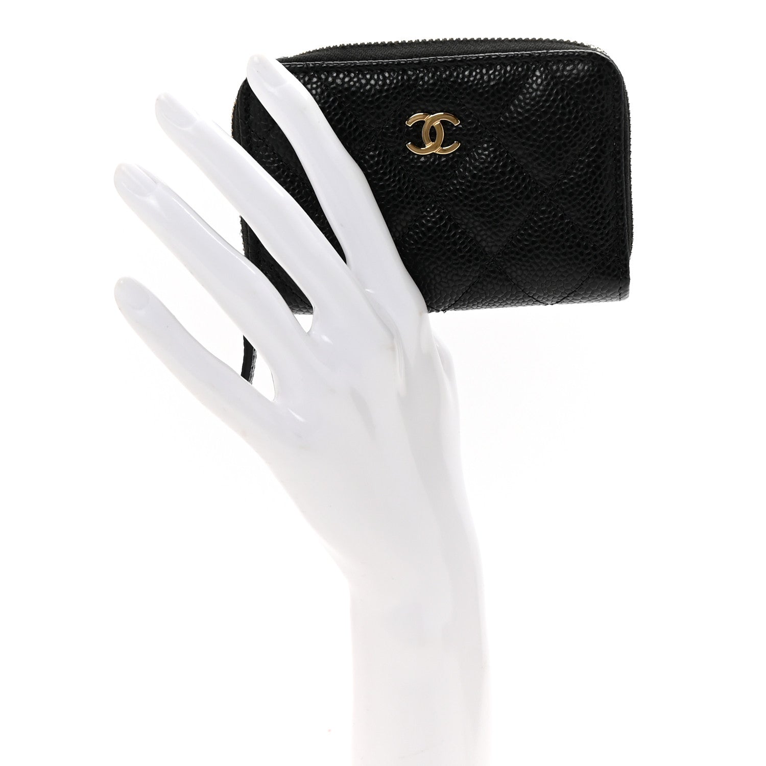 Chanel Caviar Quilted Zip Coin Purse Black 2 of 8