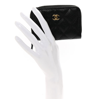 Chanel Caviar Quilted Zip Coin Purse Black 2 of 8