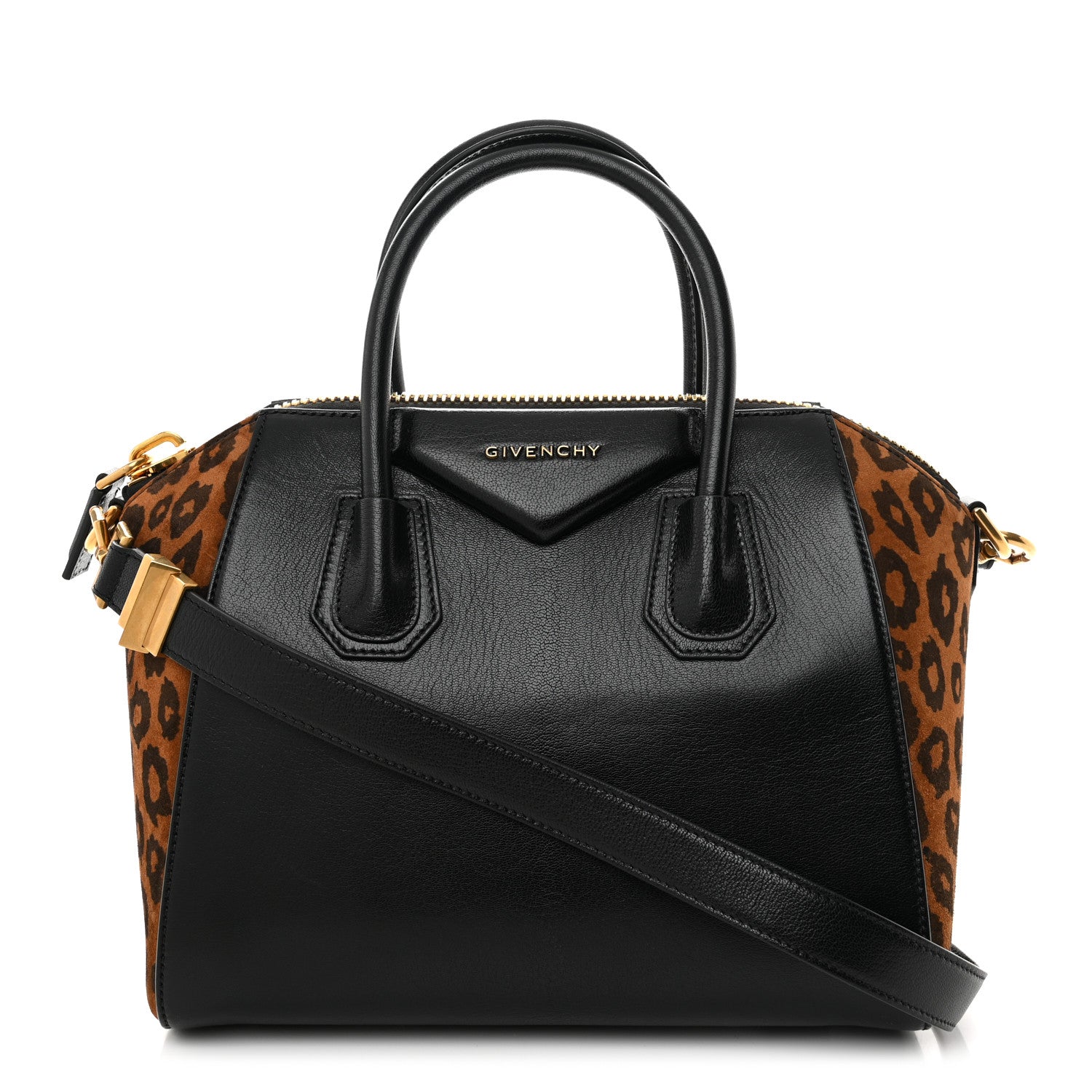 Givenchy Calfskin Suede Leopard Print Small Antigona Black 1 of 10