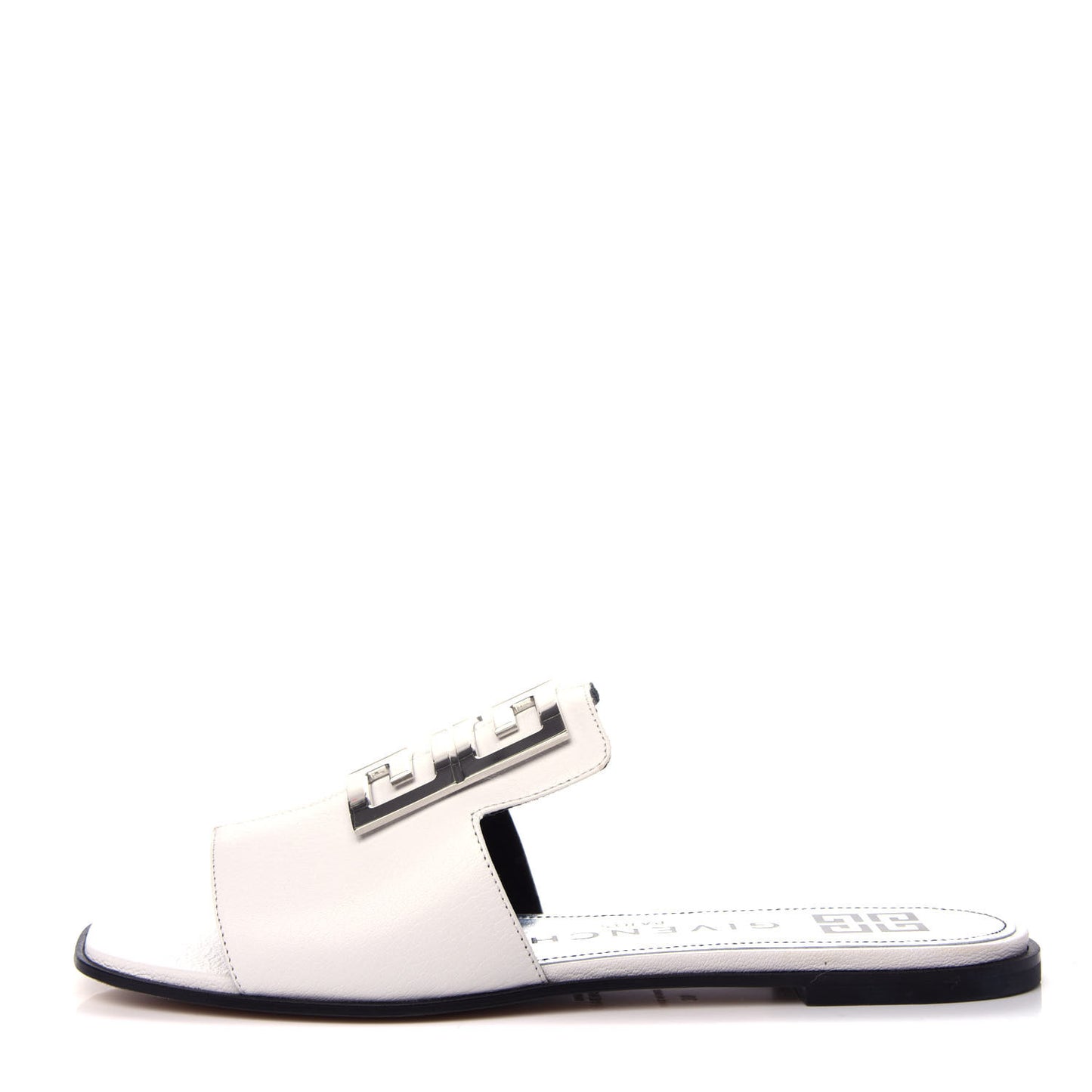 Grained Calfskin 4G Flat Sandals 38 Off White
