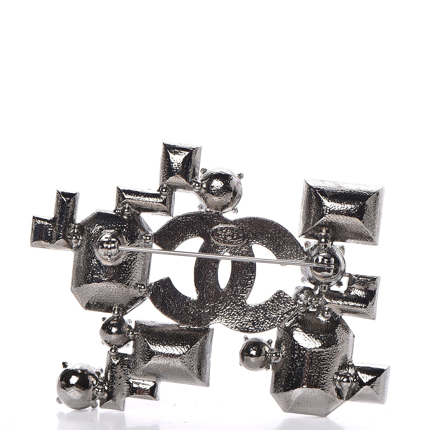Baguette Crystal CC Brooch Silver