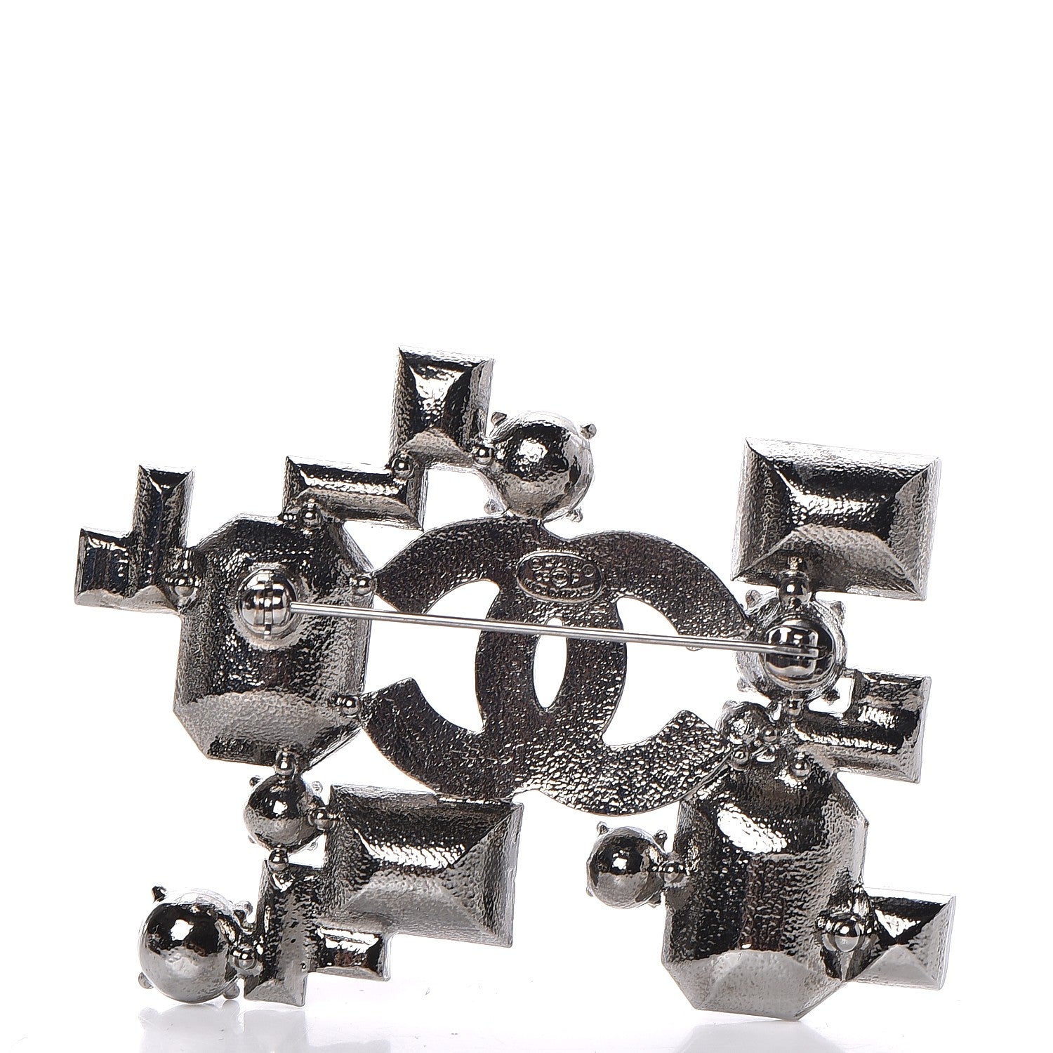 Chanel Baguette Crystal CC Brooch Silver 3 of 5