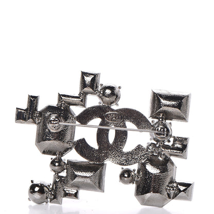 Chanel Baguette Crystal CC Brooch Silver 3 of 5
