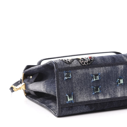 Valentino Garavani Denim Butterfly Embroidered Small My Rockstud Frame Bag Blue 7 of 9