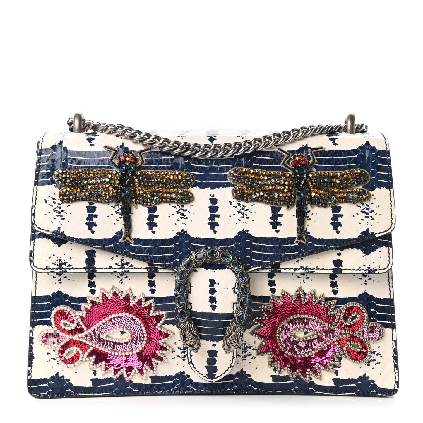 Snakeskin Dragonfly Medium Dionysus Shoulder Bag Blue