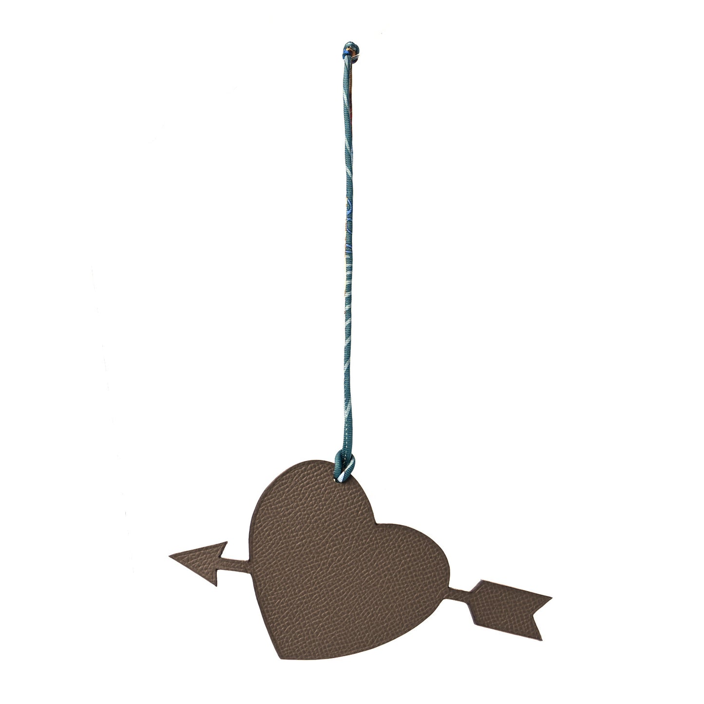 Togo Epsom Petit H Heart Arrow Bag Charm Chocolate Etoupe