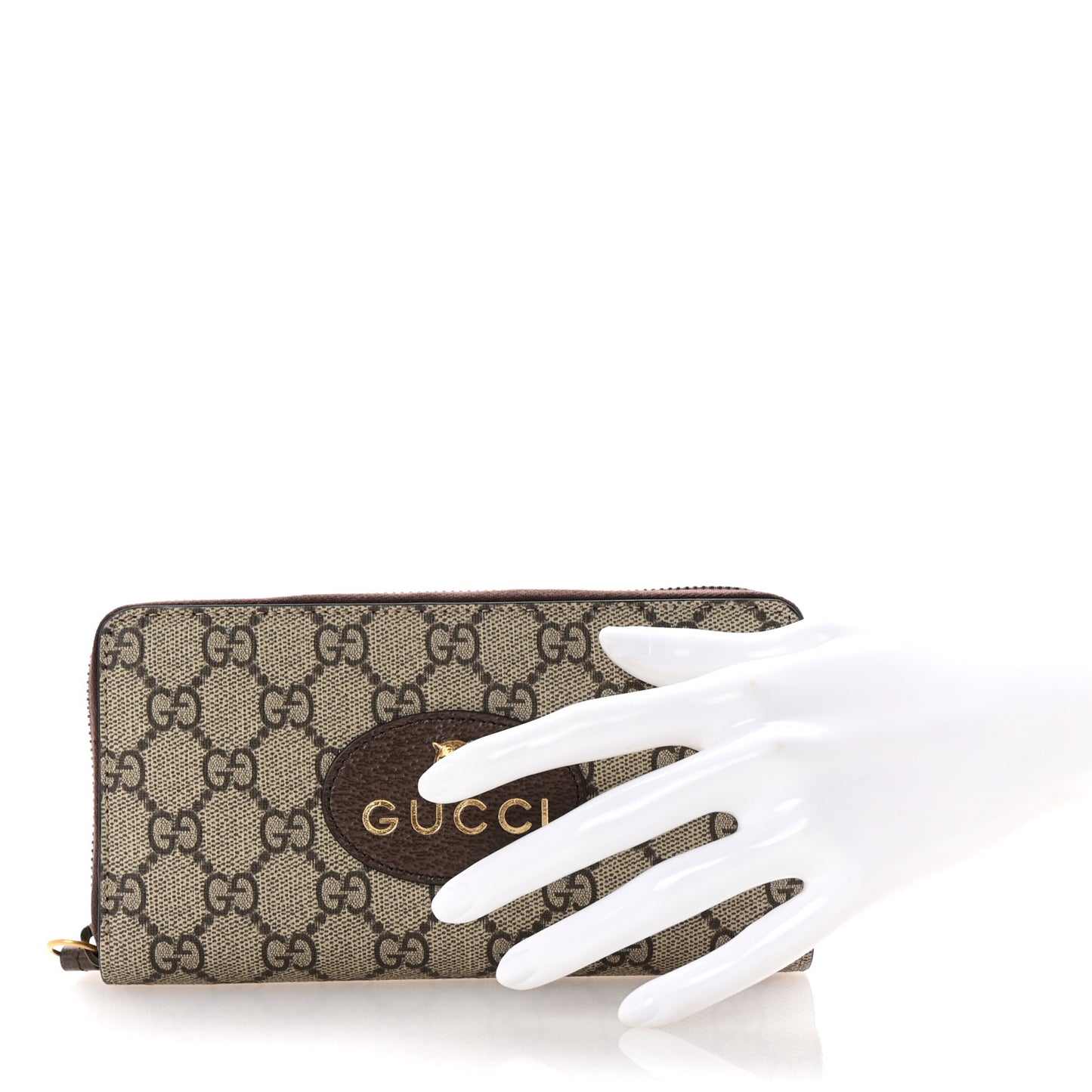 GG Supreme Monogram Neo Vintage Zip Around Wallet Beige Crop New Acero