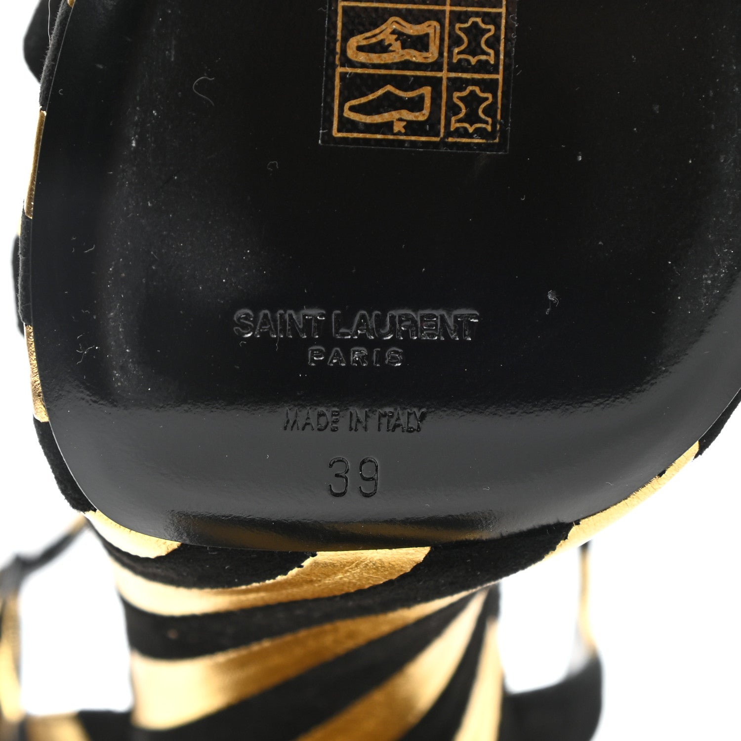 Saint Laurent Metallic Suede Bianca 125 Platform Sandals 39 Black Gold 6 of 9