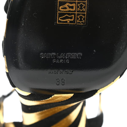 Saint Laurent Metallic Suede Bianca 125 Platform Sandals 39 Black Gold 6 of 9
