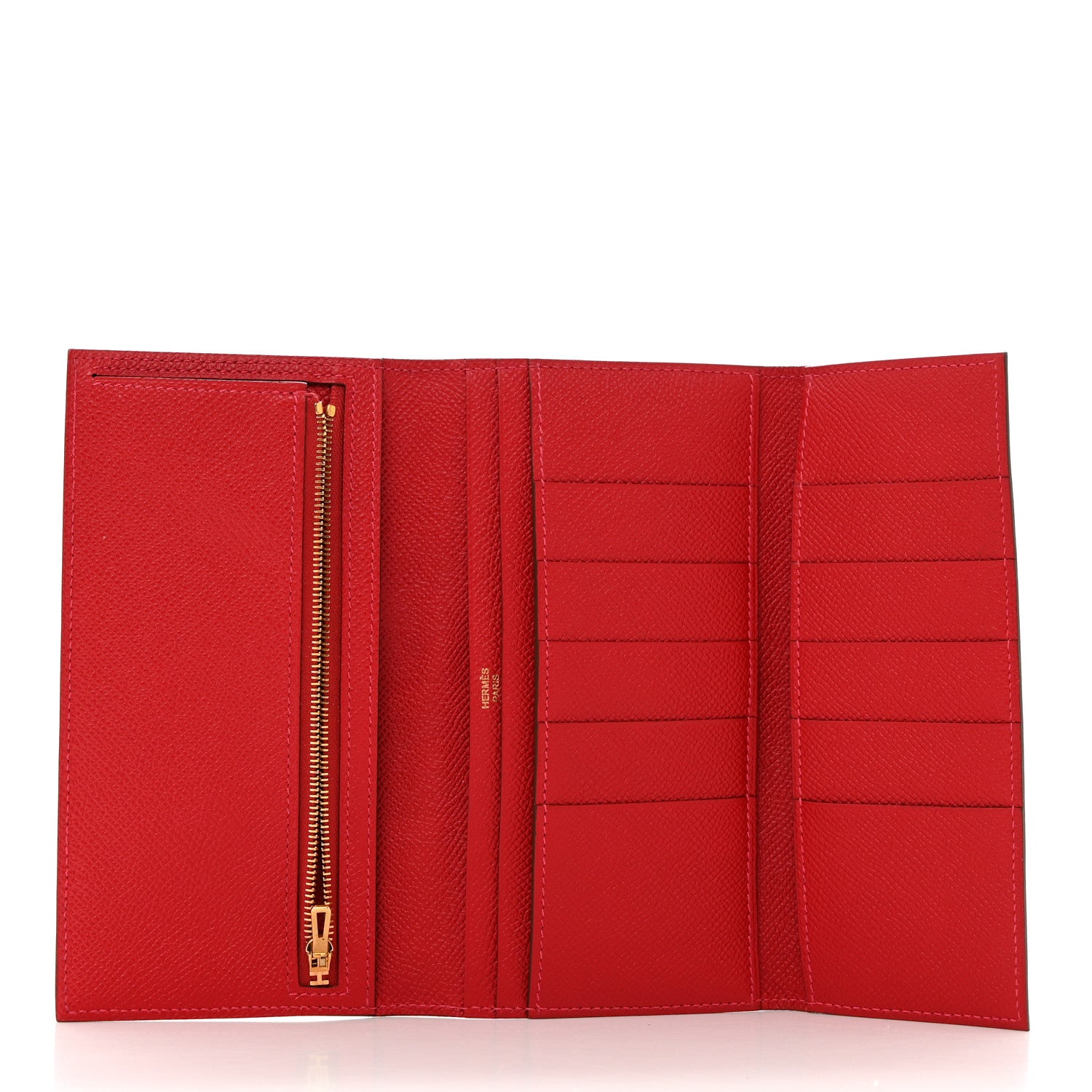 Hermes Epsom Bearn Gusset Wallet Rouge Casaque 5 of 8