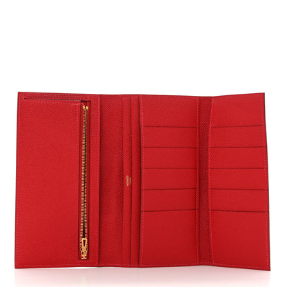 Hermes Epsom Bearn Gusset Wallet Rouge Casaque 5 of 8