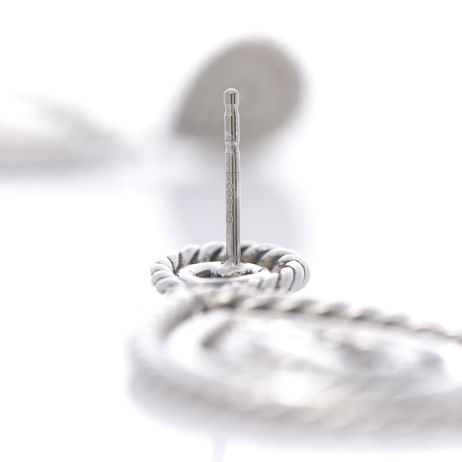 David Yurman Sterling Silver Diamond Cable Classic Teardrop Earrings 4 of 4