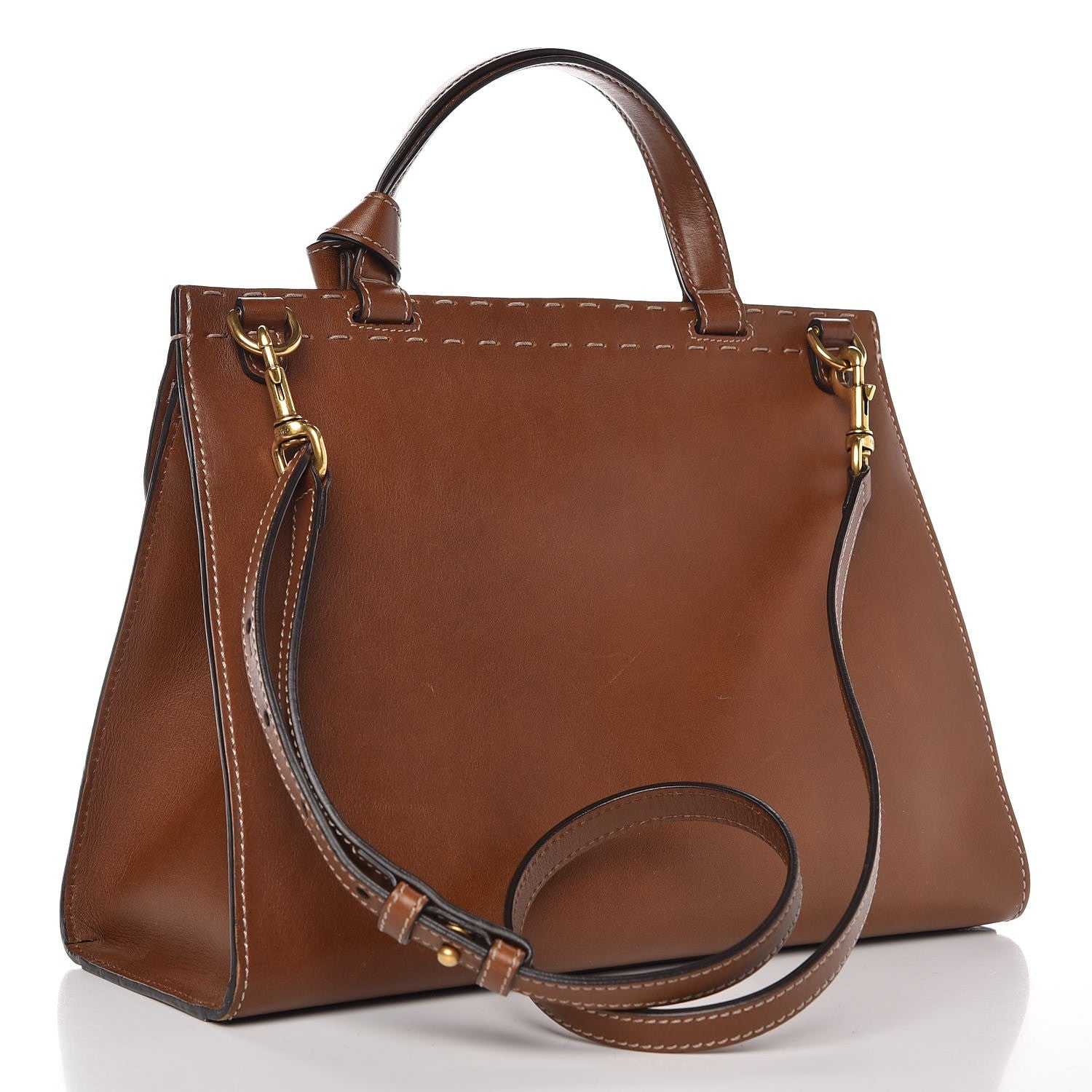 Gucci Calfskin Small GG Marmont Top Handle Bag Brown 3 of 11