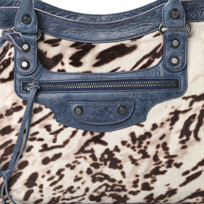 Balenciaga Agneau Pony Hair Leopard Print City Bleu Roi 8 of 14