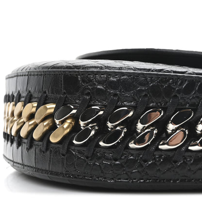 Stella McCartney Embossed Crocodile Effect Medium Frayme Flap Shoulder Bag Black 9 of 9
