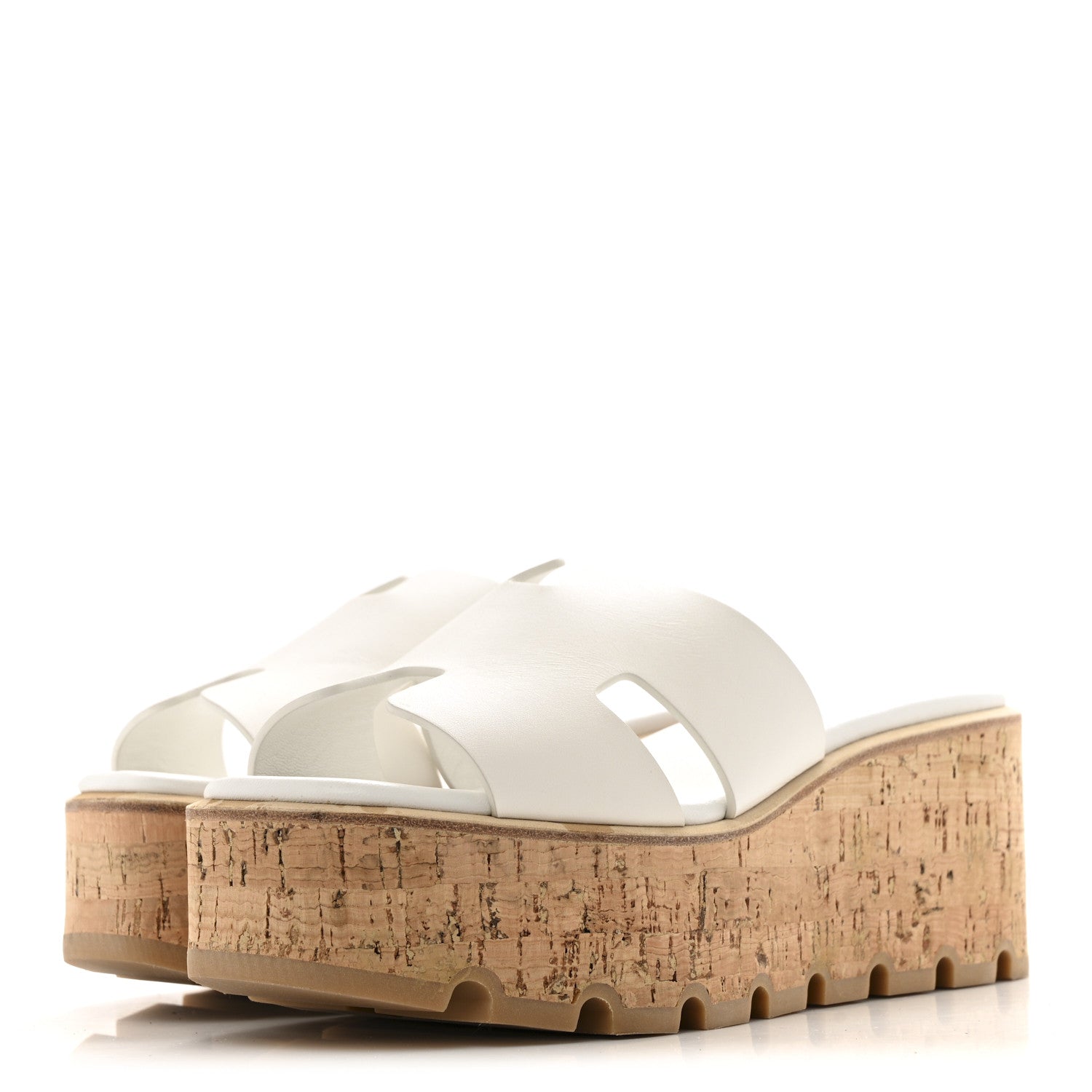Hermes Calfskin Cork Eze 30 Sandals 37 White 1766366 – FASHIONPHILE