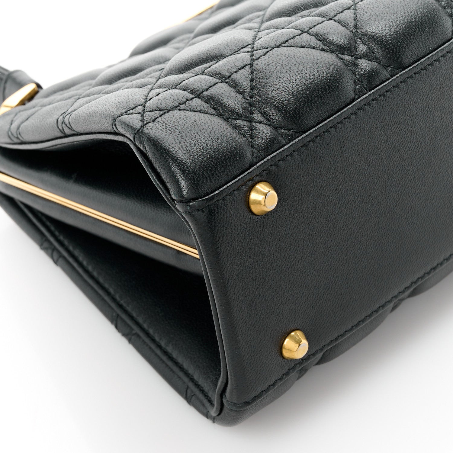 Christian Dior Calfskin Cannage Frame Bag Black 9 of 10
