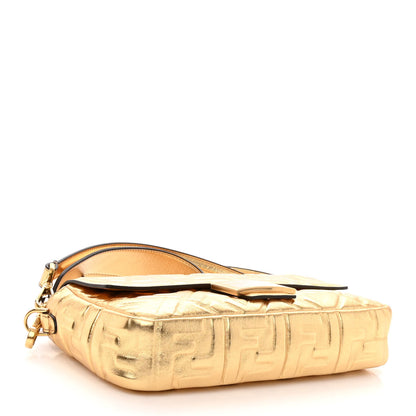 Fendi Vitello Catalan Mirror FF 1974 Embossed Baguette Gold 4 of 9