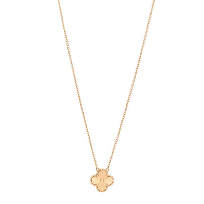 Van Cleef & Arpels 18K Yellow Gold Guilloche Vintage Alhambra Pendant Necklace 1 of 6