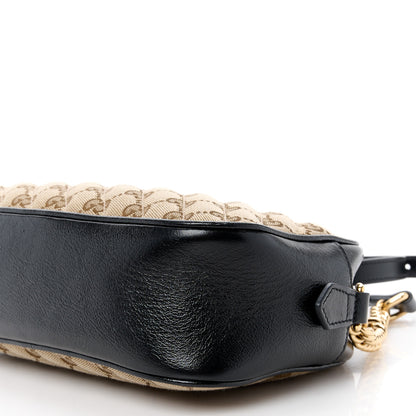 Gucci Monogram Matelasse Diagonal Small GG Marmont Chain Shoulder Bag Beige Black 12 of 12
