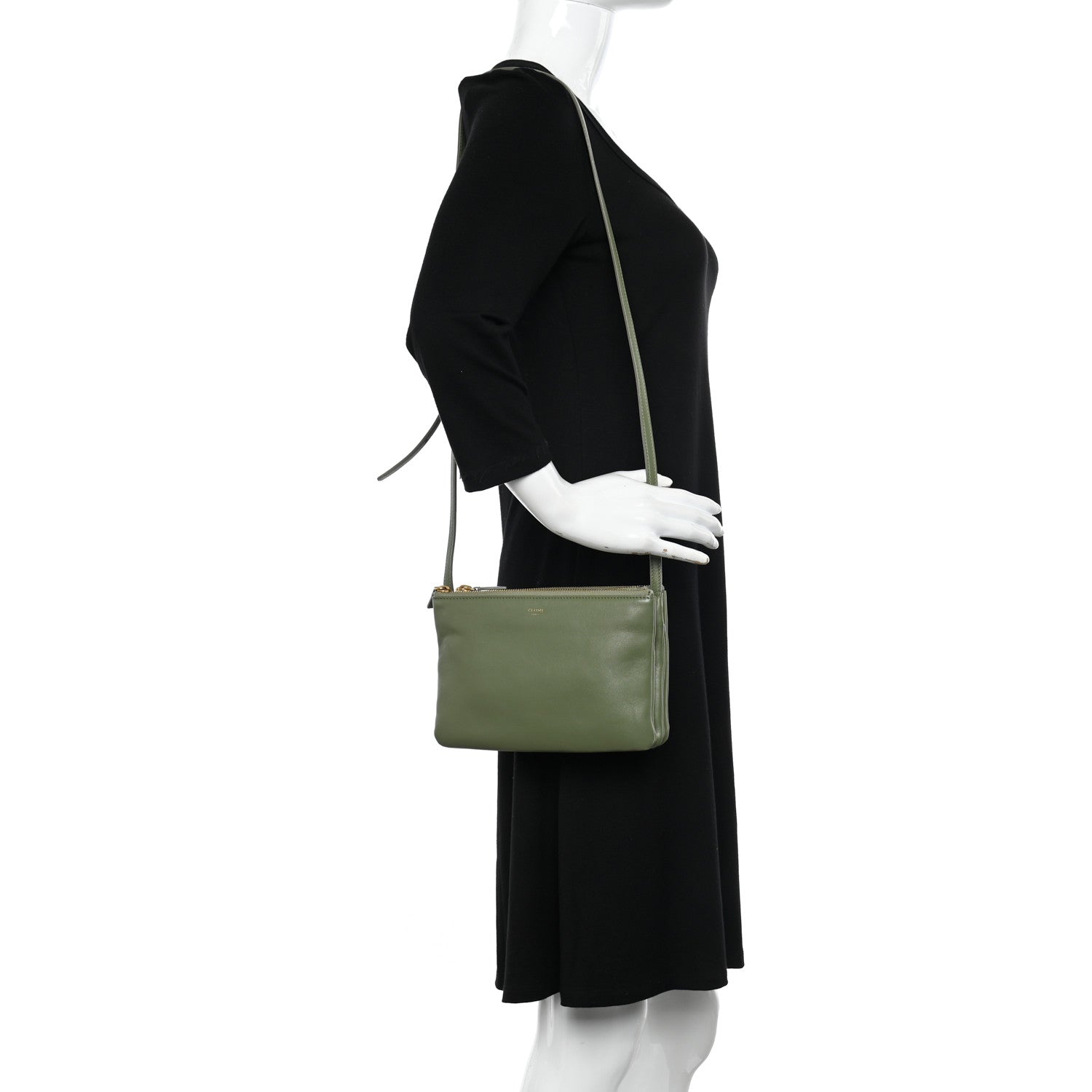 Celine Lambskin Small Trio Crossbody Bag Sage 2 of 11