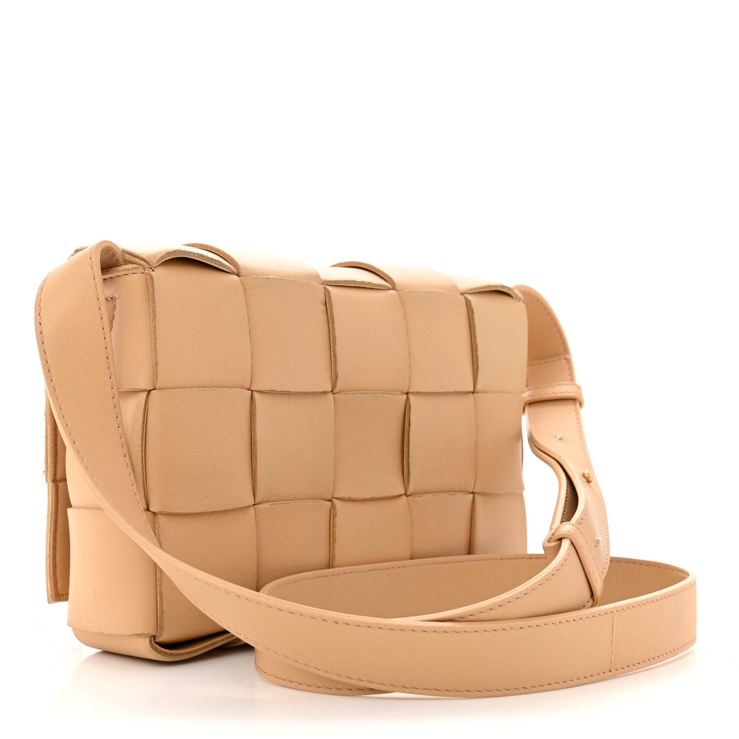 Lambskin Maxi Intrecciato Cassette Crossbody Bag Almond