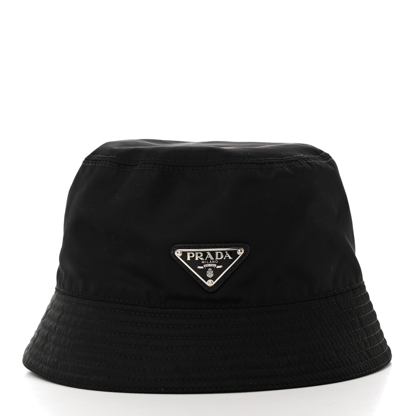 Re-Nylon Metal Triangle Logo Mens Bucket Hat L Black