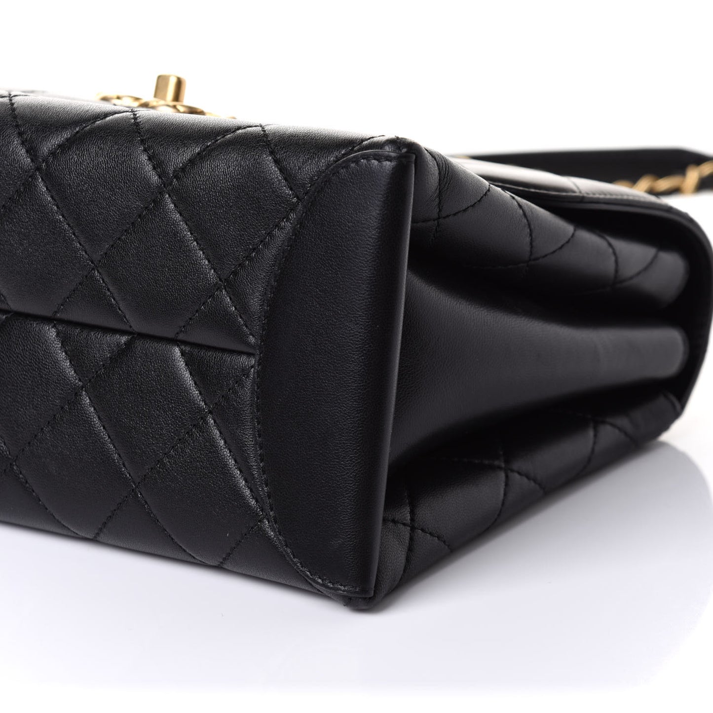 Lambskin Quilted Large Trendy Spirit Top Handle Bag Black