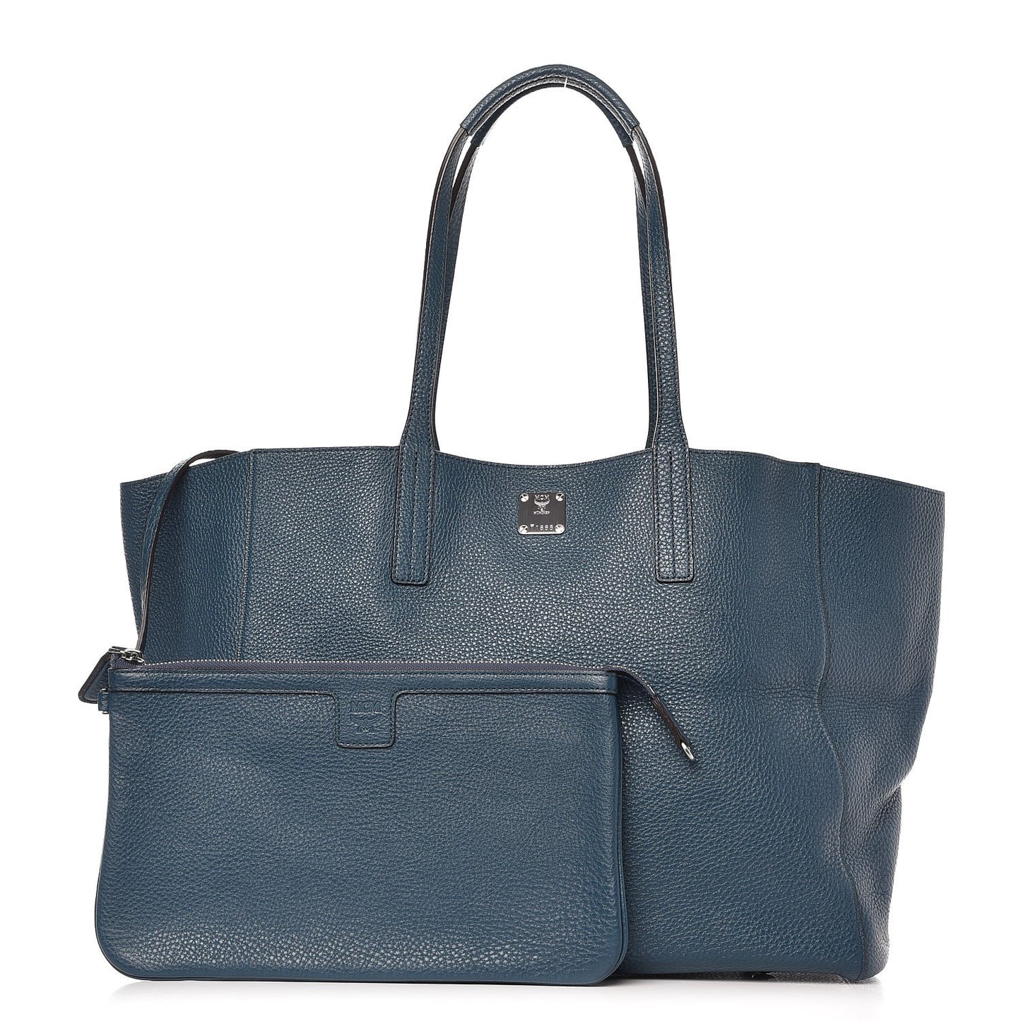 Grained Calfskin Medium Reversible Wandel Tote Blue
