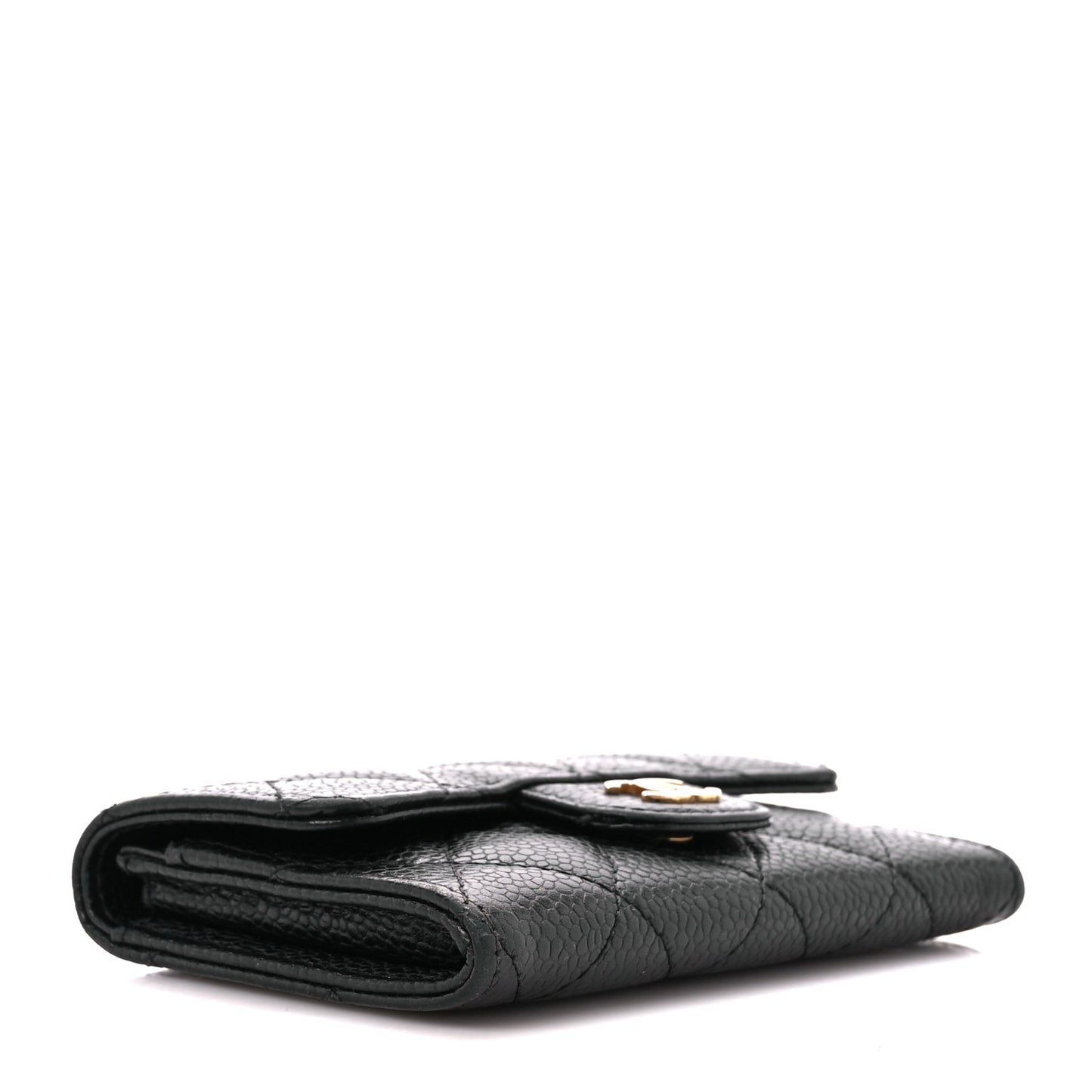 Caviar Quilted Flap Card Holder Black
