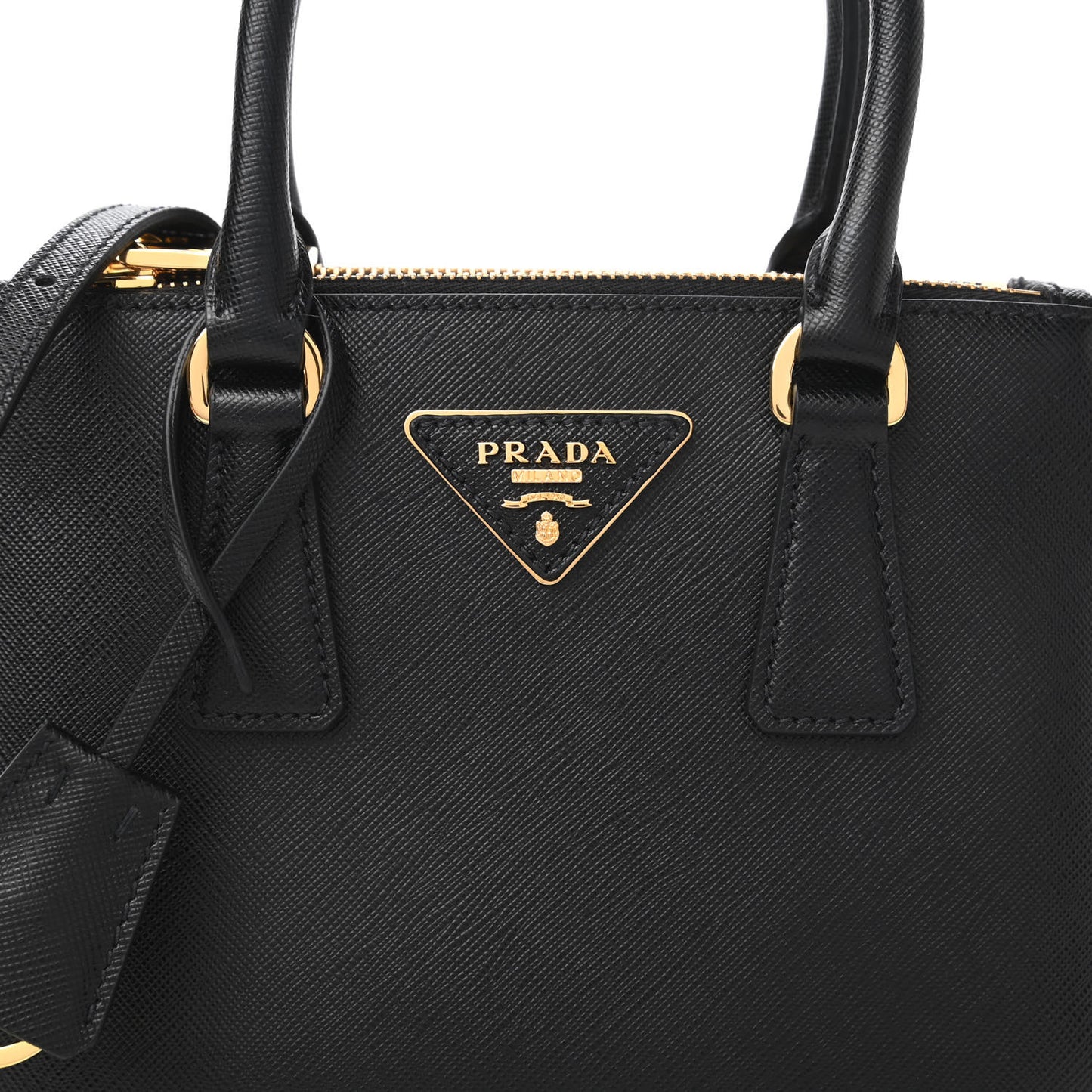 Saffiano Lux Mini Galleria Double Zip Tote Black