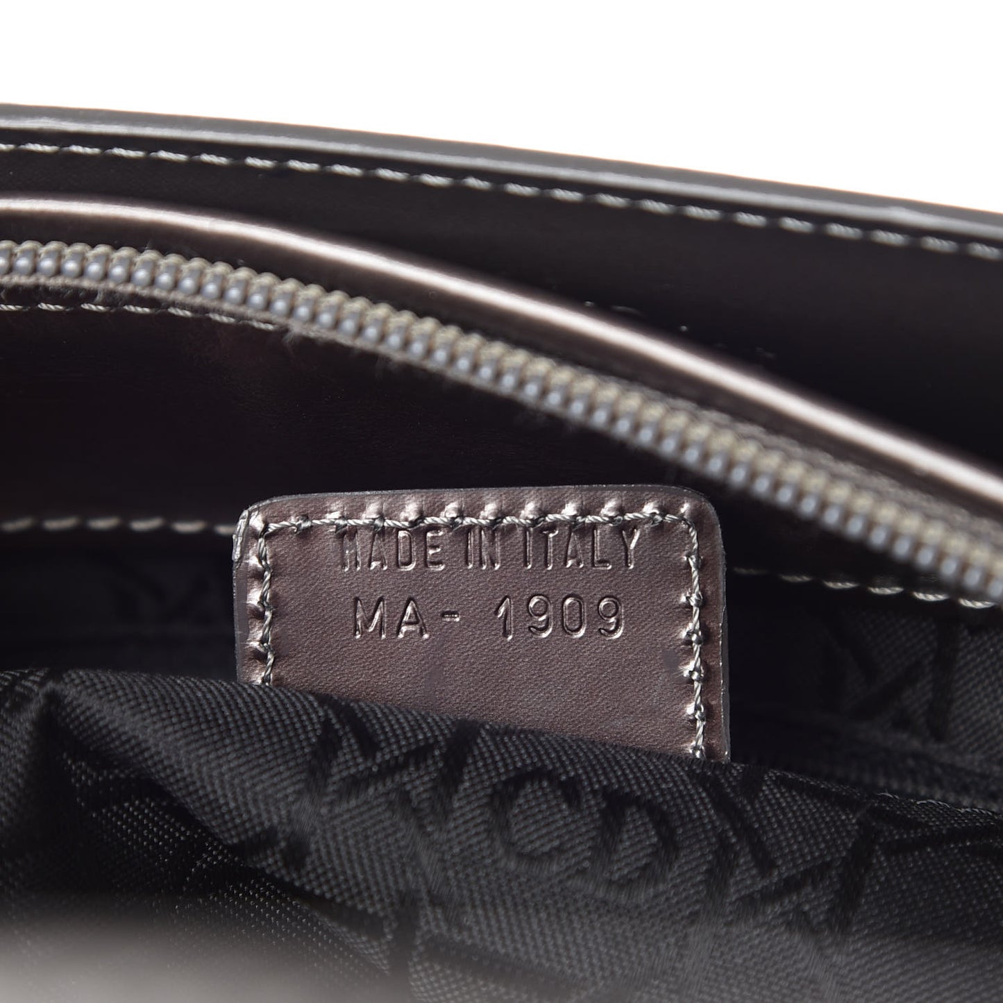 Patent Chrome Beaded Malice Tote Grey