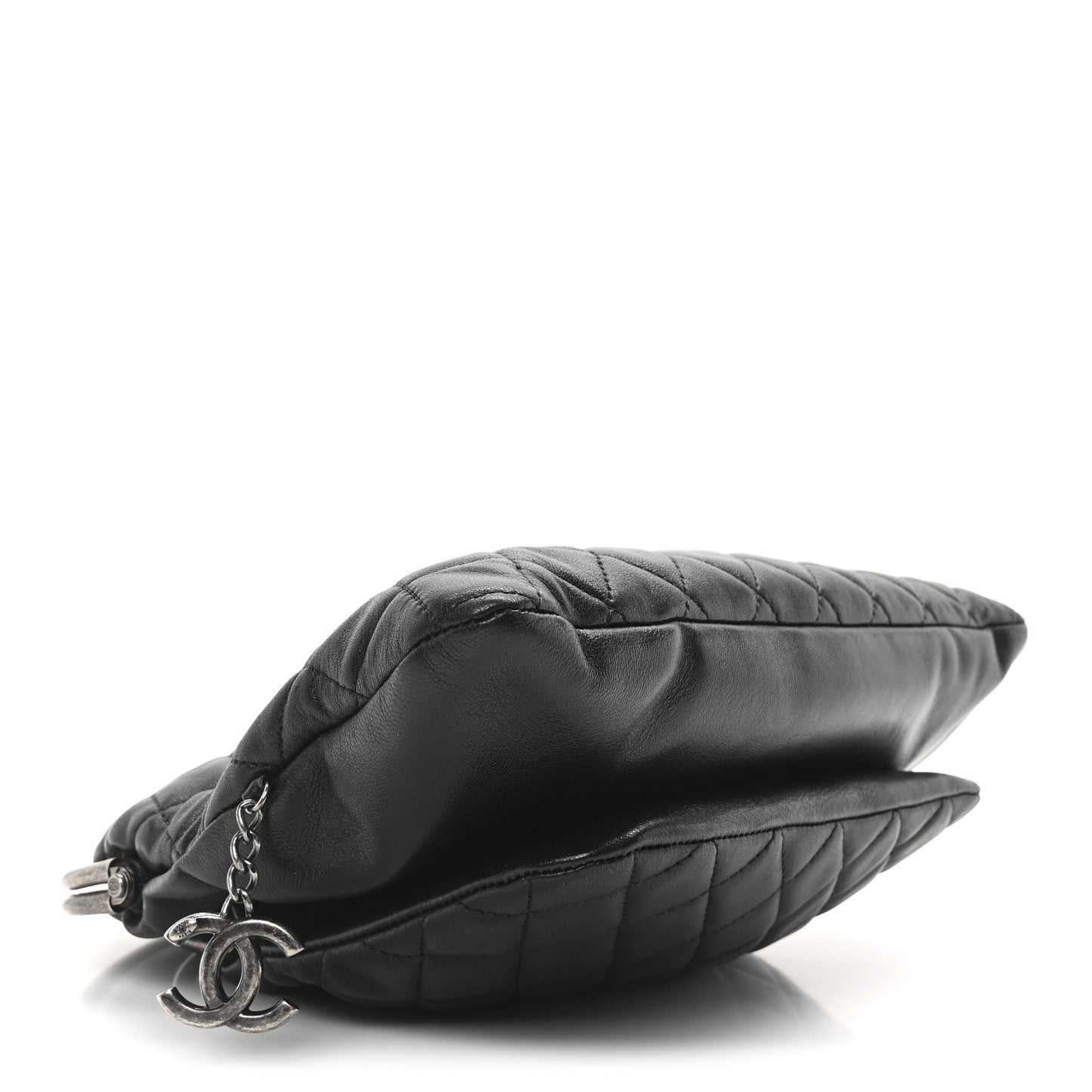Lambskin Quilted Frame Clasp Flap Clutch Black