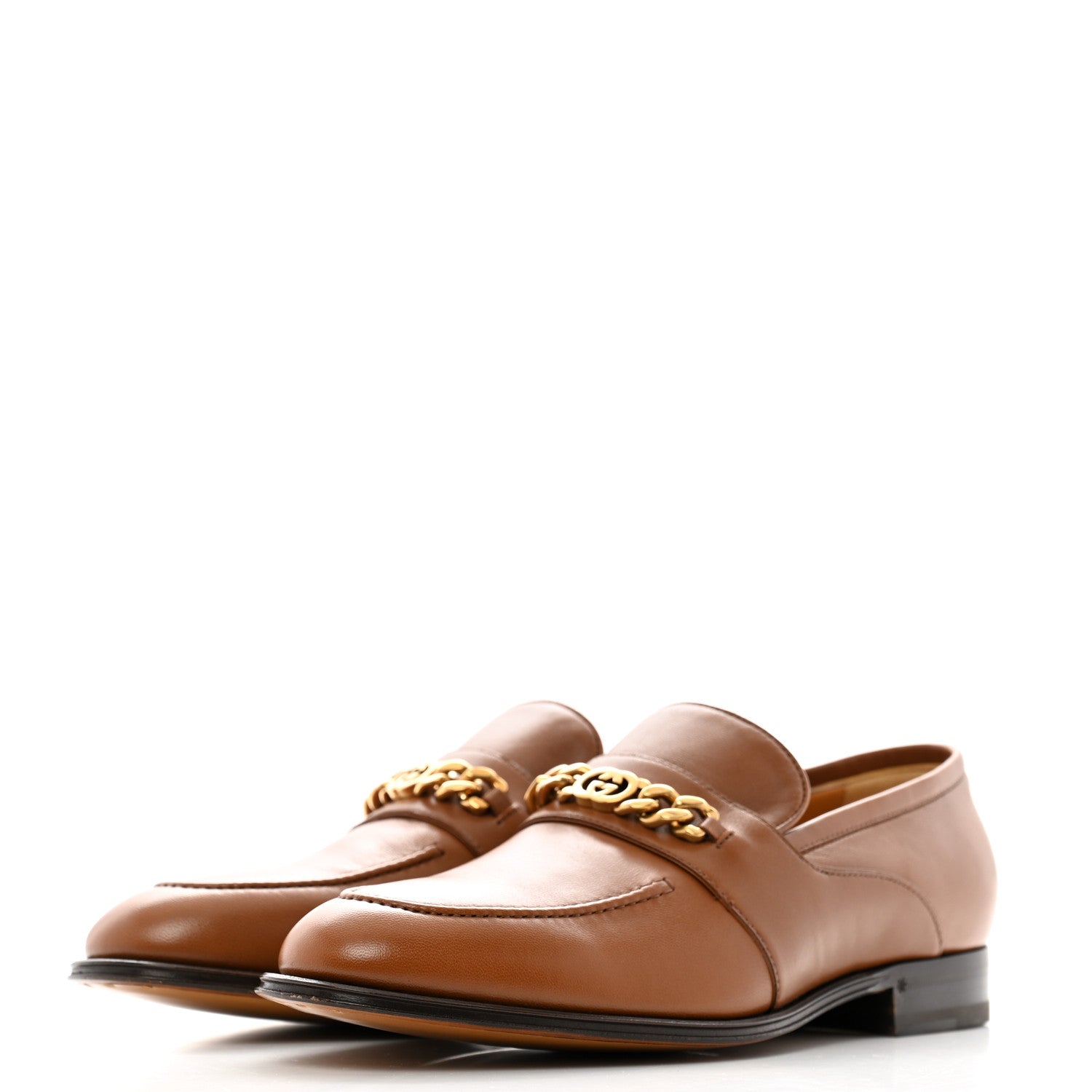 Gucci Supple Lambskin Mens Chain Interlocking G Loafers 9 Cuir 4 of 12