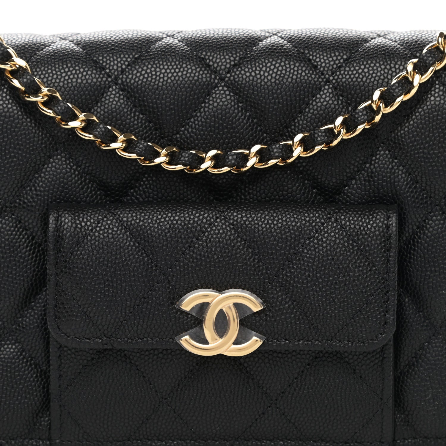 Chanel Caviar Quilted Pocket Twins Wallet On Chain WOC Black 9 of 12