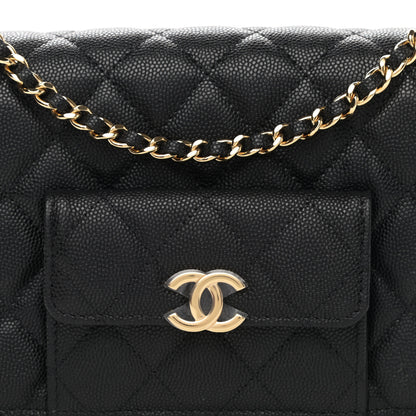 Chanel Caviar Quilted Pocket Twins Wallet On Chain WOC Black 9 of 12