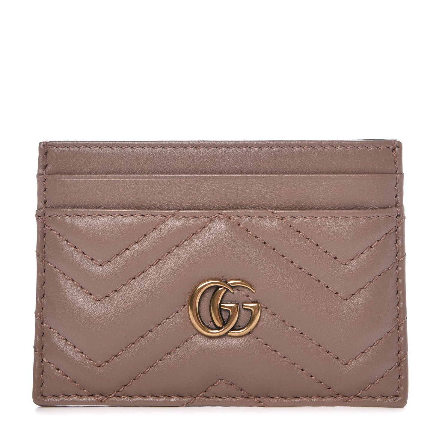 Calfskin Matelasse GG Marmont Card Holder Porcelain Rose