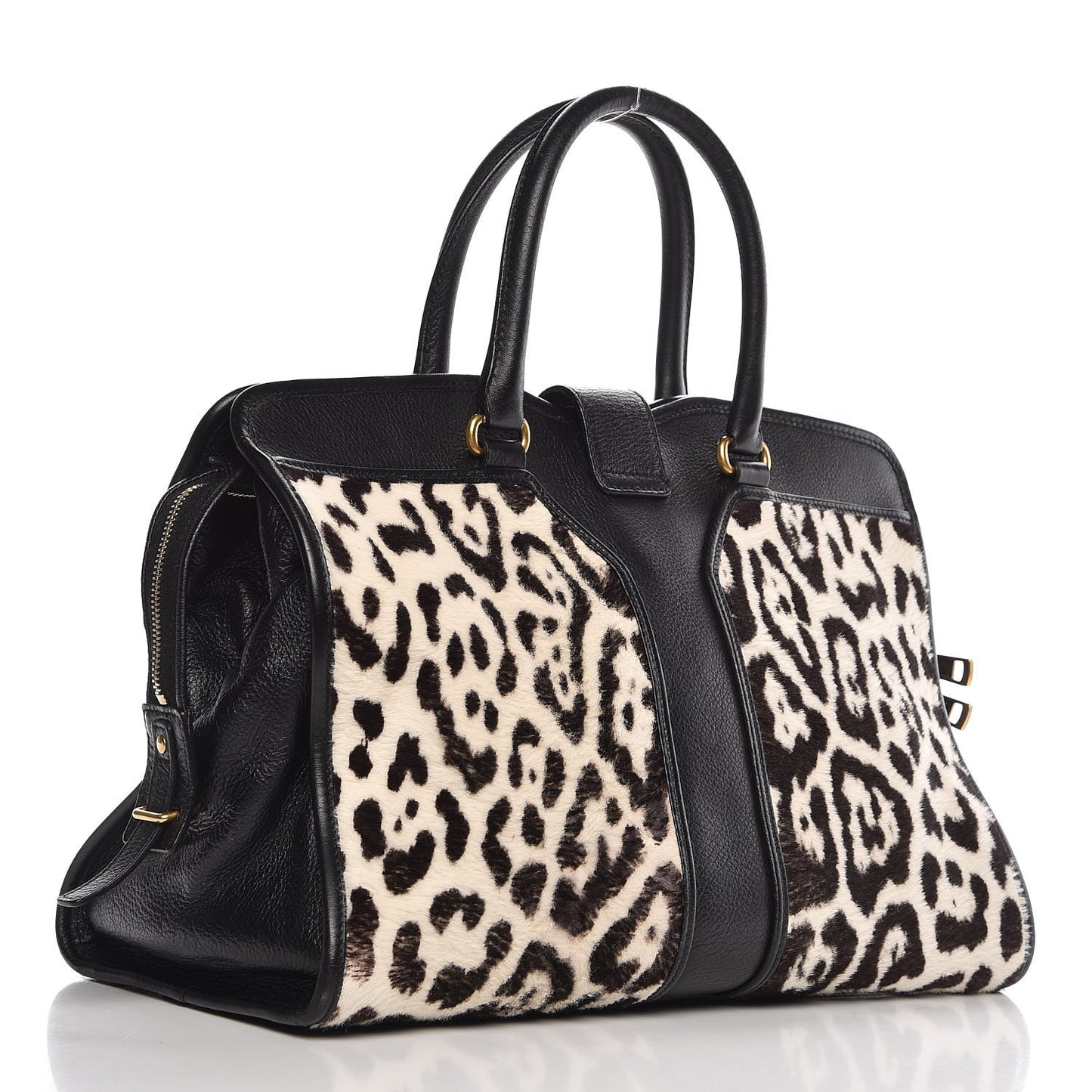 Pony Hair Calfskin Leopard Print Medium Cabas Chyc Black
