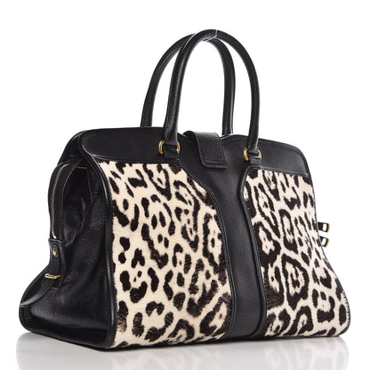 Saint Laurent Pony Hair Calfskin Leopard Print Medium Cabas Chyc Black 3 of 8