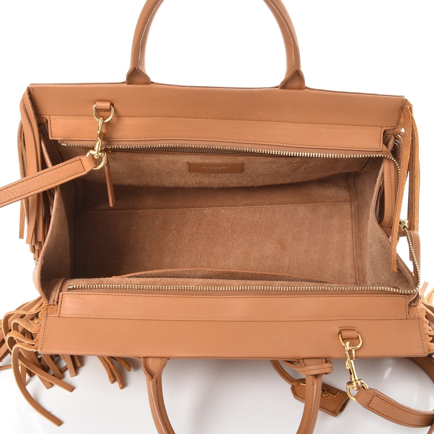 Calfskin Small Rive Gauche Fringe Tote Tan