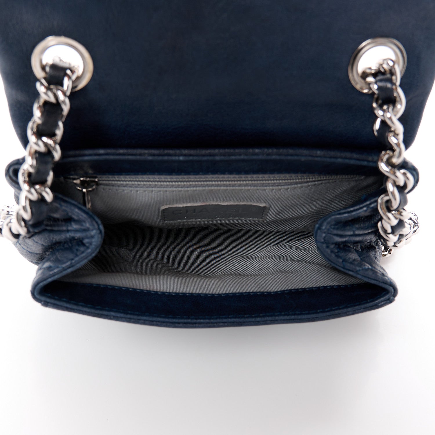 Chanel Washed Lambskin Quilted Mini Chain Around Flap Navy Blue 5 of 16