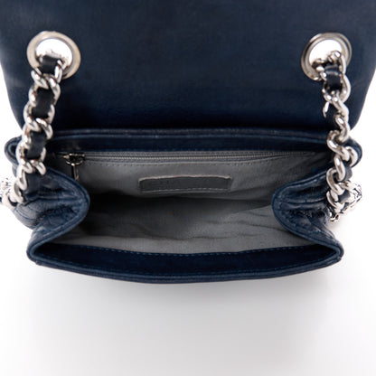 Chanel Washed Lambskin Quilted Mini Chain Around Flap Navy Blue 5 of 16